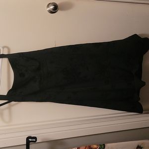 Le Chateau Black on black velvet damask halter dress xl